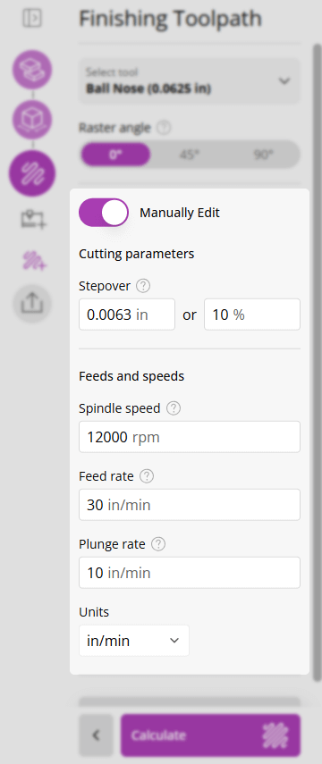 Finishing Toolpath - More Settings