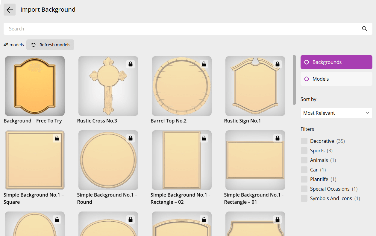 Background Import Screen
