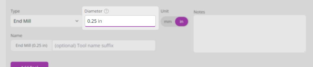 Tool Diameter